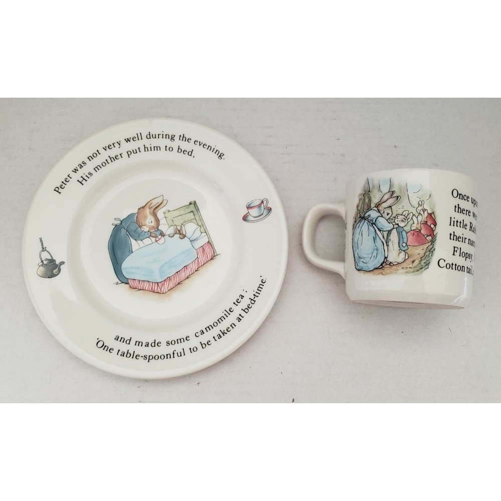 Wedgwood & Barlaston of Etruria Peter Rabbit Plate & Cup Beatrix Potter Designs